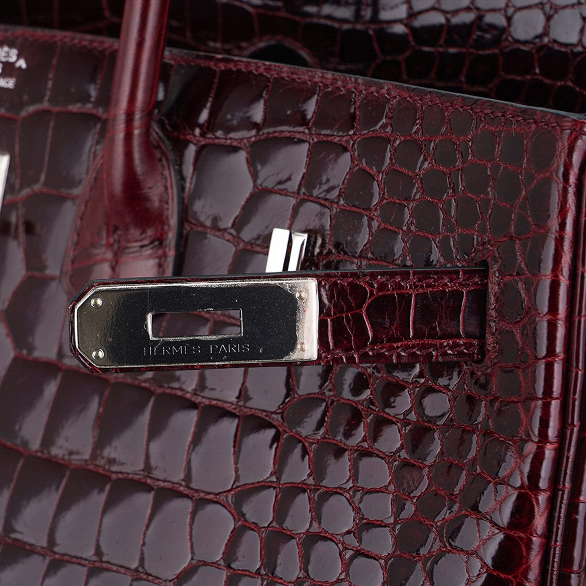 Birkin 35 Bag Bordeaux Porosus Crocodile with Palladium Hardware