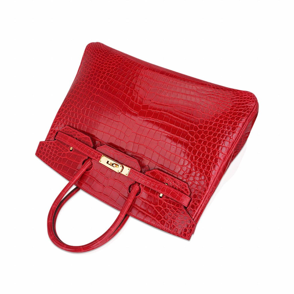 Birkin 35 Bag Braise Porosus Crocodile with Gold Hardware