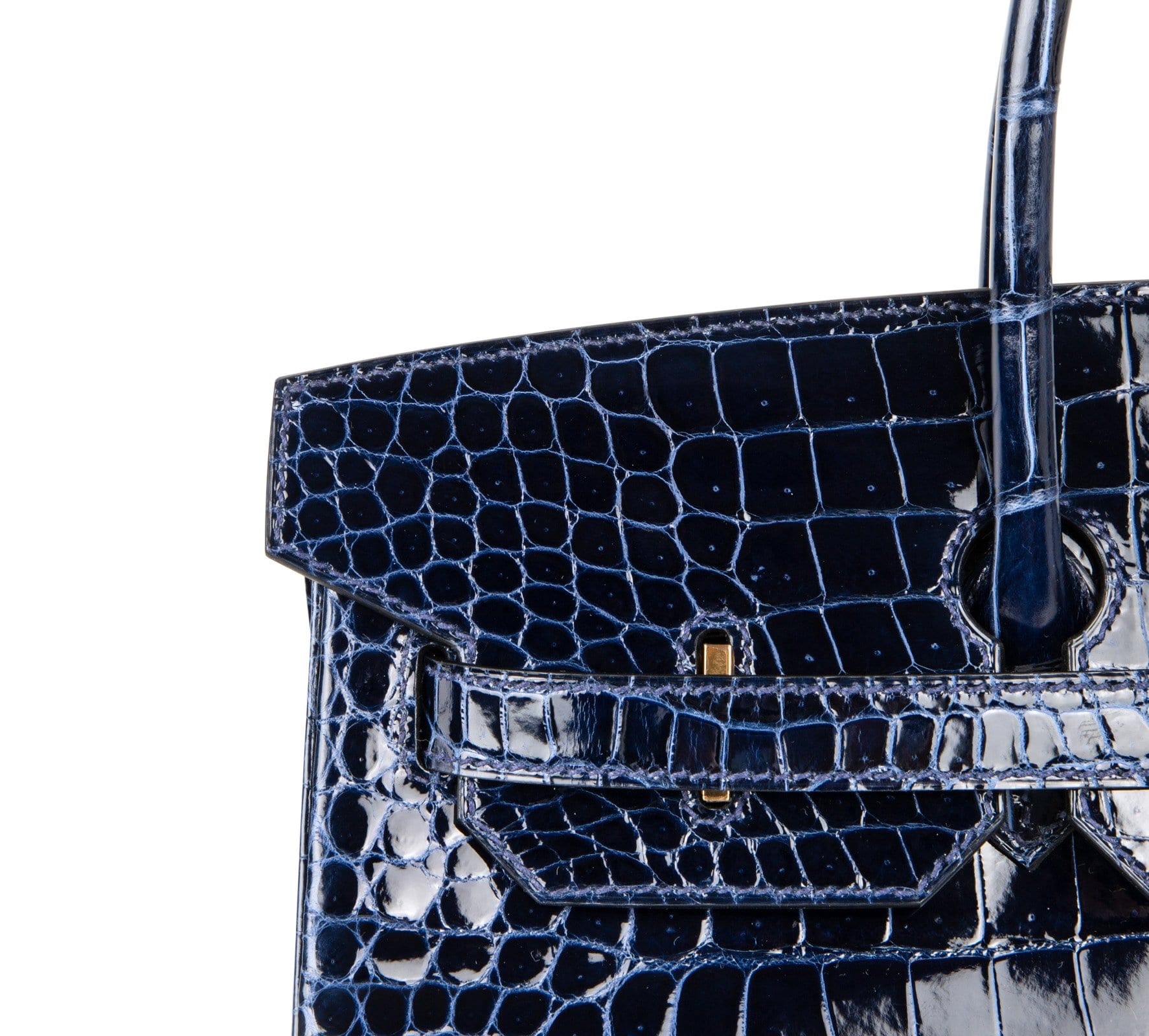 Birkin 35 Bag Blue Sapphire Porosus Crocodile Gold Hardware New