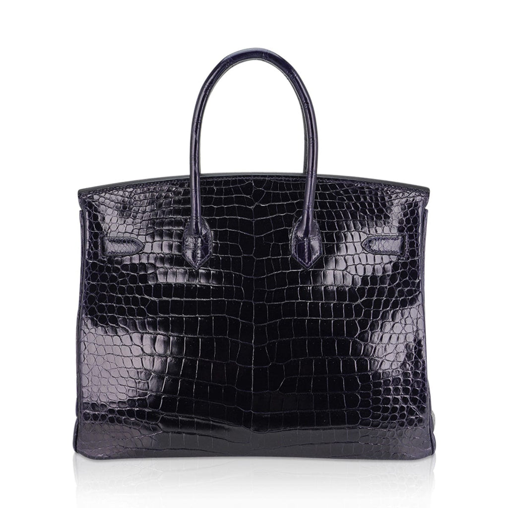 Birkin 35 Bag Blue Marine Porosus Crocodile with Palladium Hardware