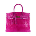 Birkin 35 Rose Scheherazade Porosus Crocodile Bag Gold Hardware