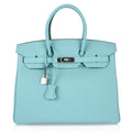 Birkin 35 Bag Fresh Blue Atoll Togo Palladium Hardware