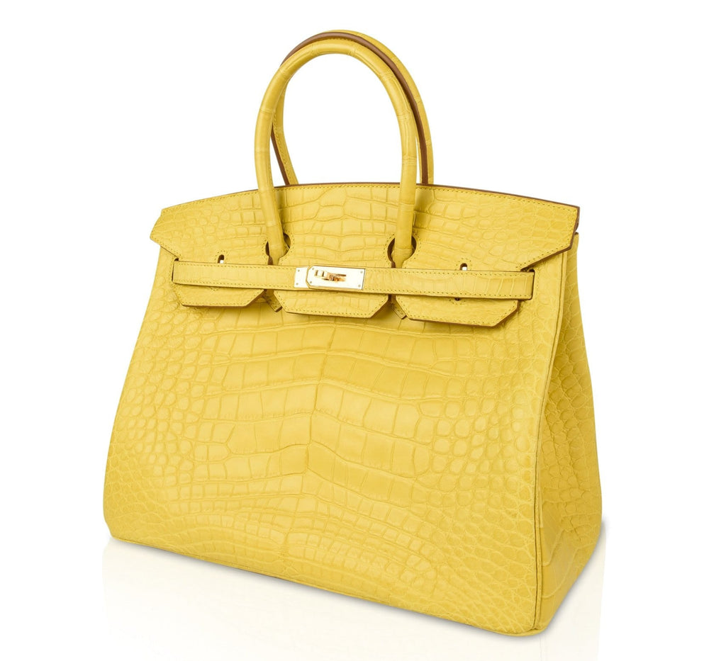 Birkin 35 Bag Matte Alligator Mimosa Gold Hardware Crazy Fabulous
