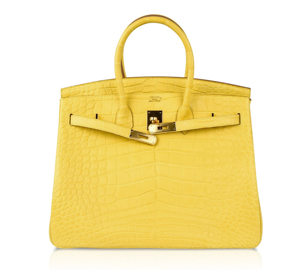 Birkin 35 Bag Matte Alligator Mimosa Gold Hardware Crazy Fabulous