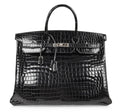 Birkin 40 Bag Black Porosus Crocodile Palladium
