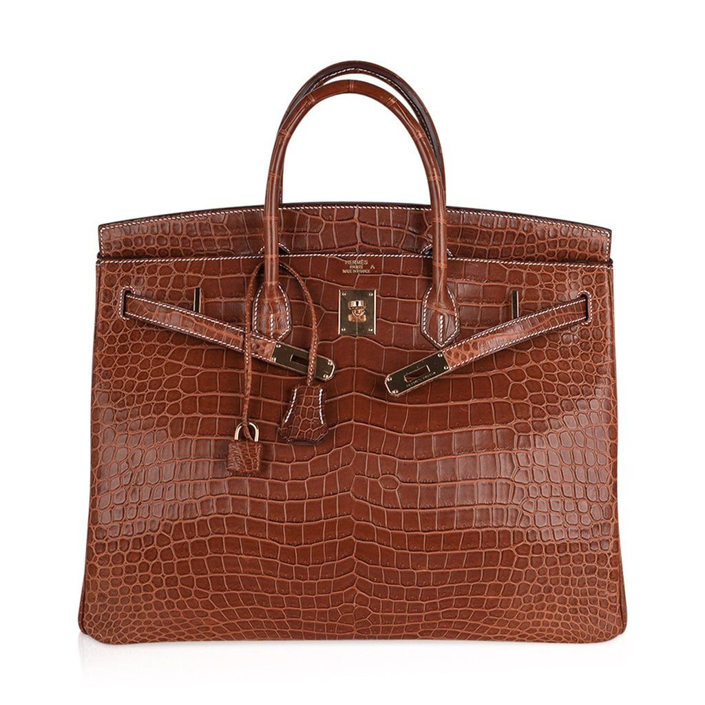 Birkin 40 Bag Rare Fauve Matte Porosus Crocodile Gold Hardware