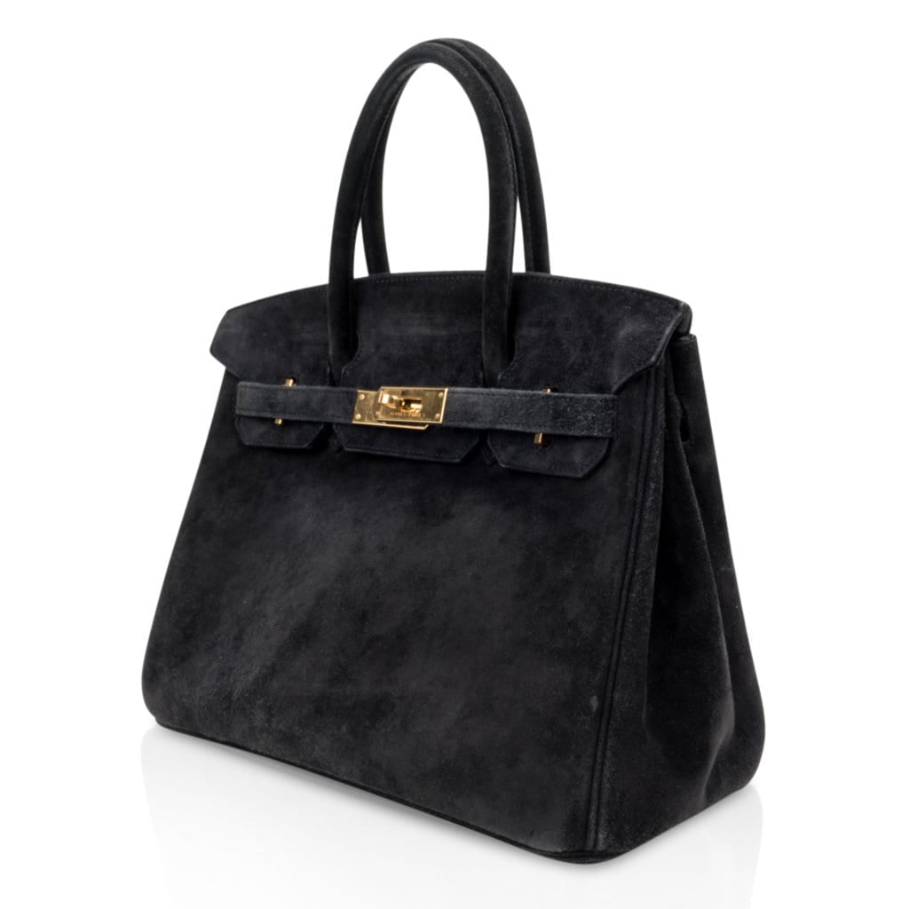 Birkin 30 Bag Doblis (Suede) Black Gold Hardware