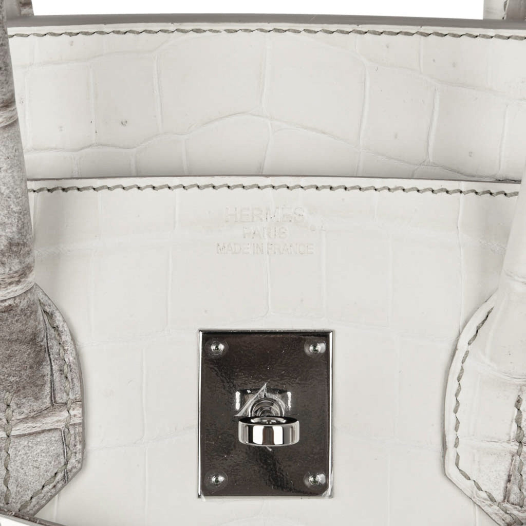 Birkin 35 Himalaya Blanc Crocodile Palladium Hardware
