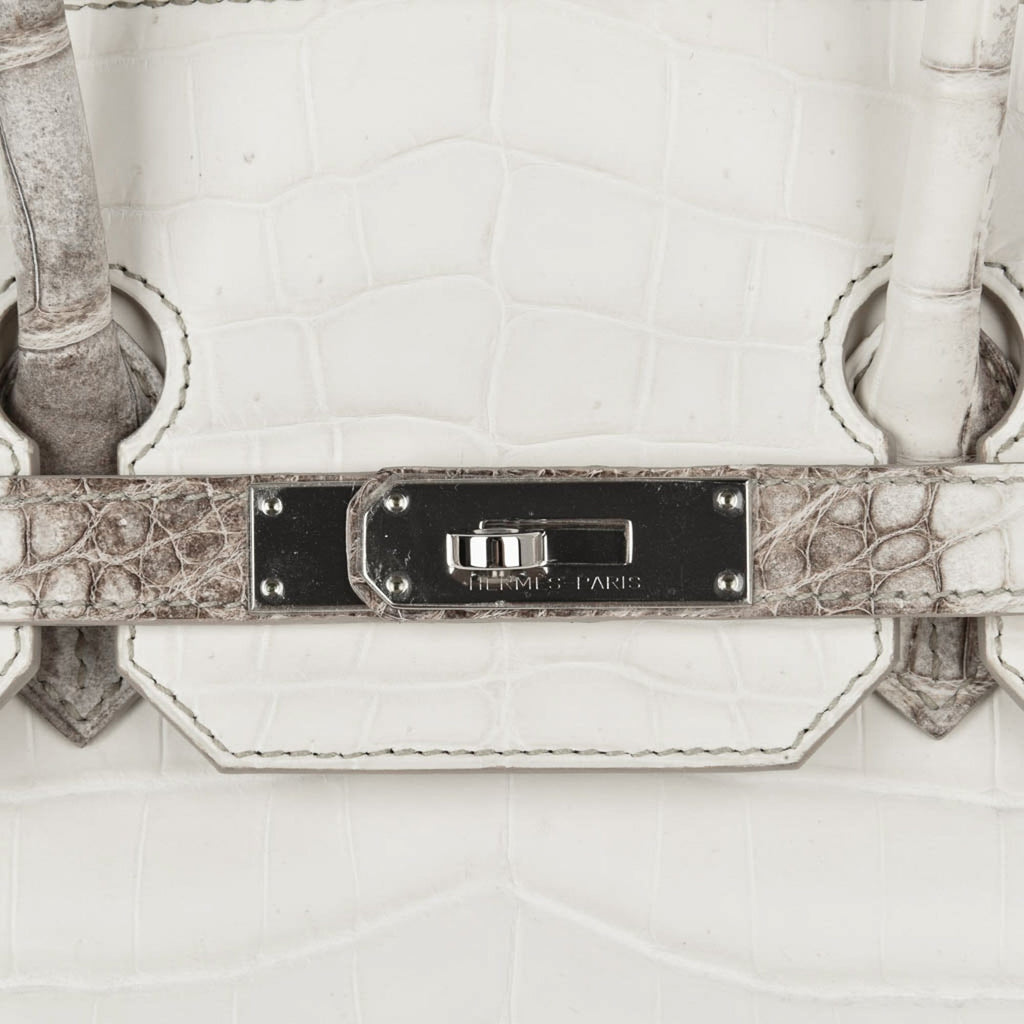Birkin 35 Himalaya Blanc Crocodile Palladium Hardware