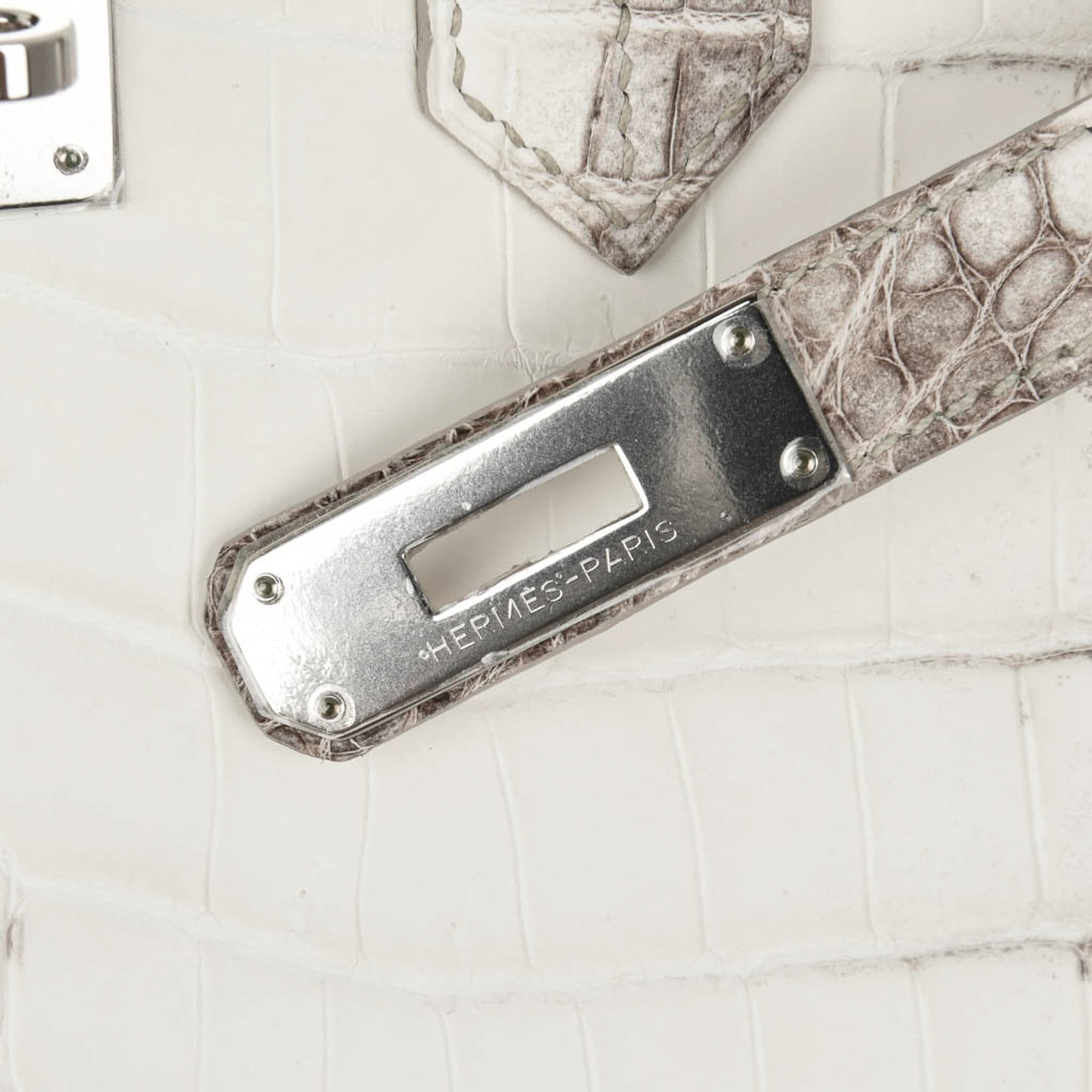 Birkin 35 Himalaya Blanc Crocodile Palladium Hardware