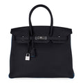 Special Order HSS Birkin 35 Bag Black Turquoise Togo Leather with Brushed Palladium Hardware