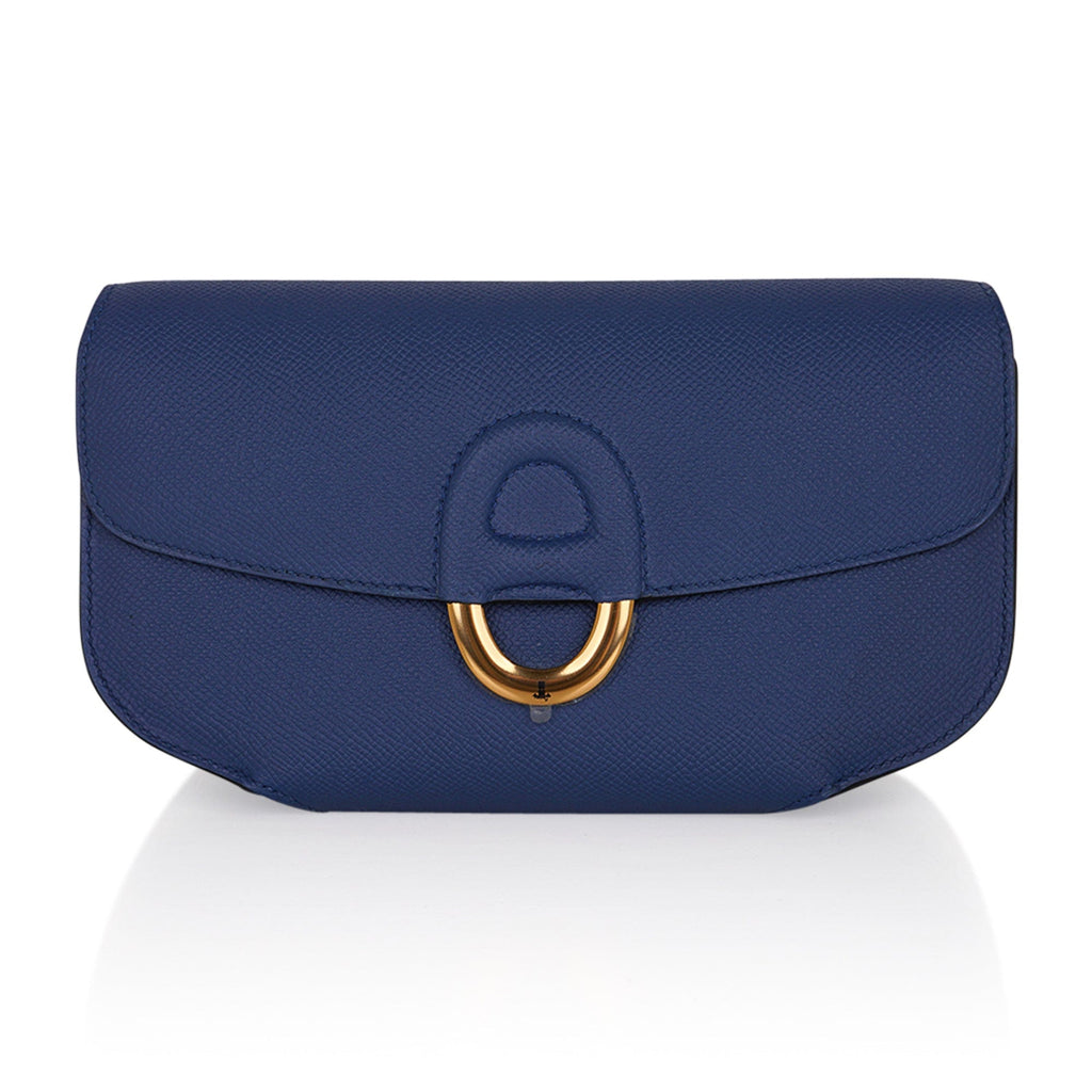 Cherche Midi 22 Blue Agate Gold Hardware Epsom Leather Clutch Limited EditionBag