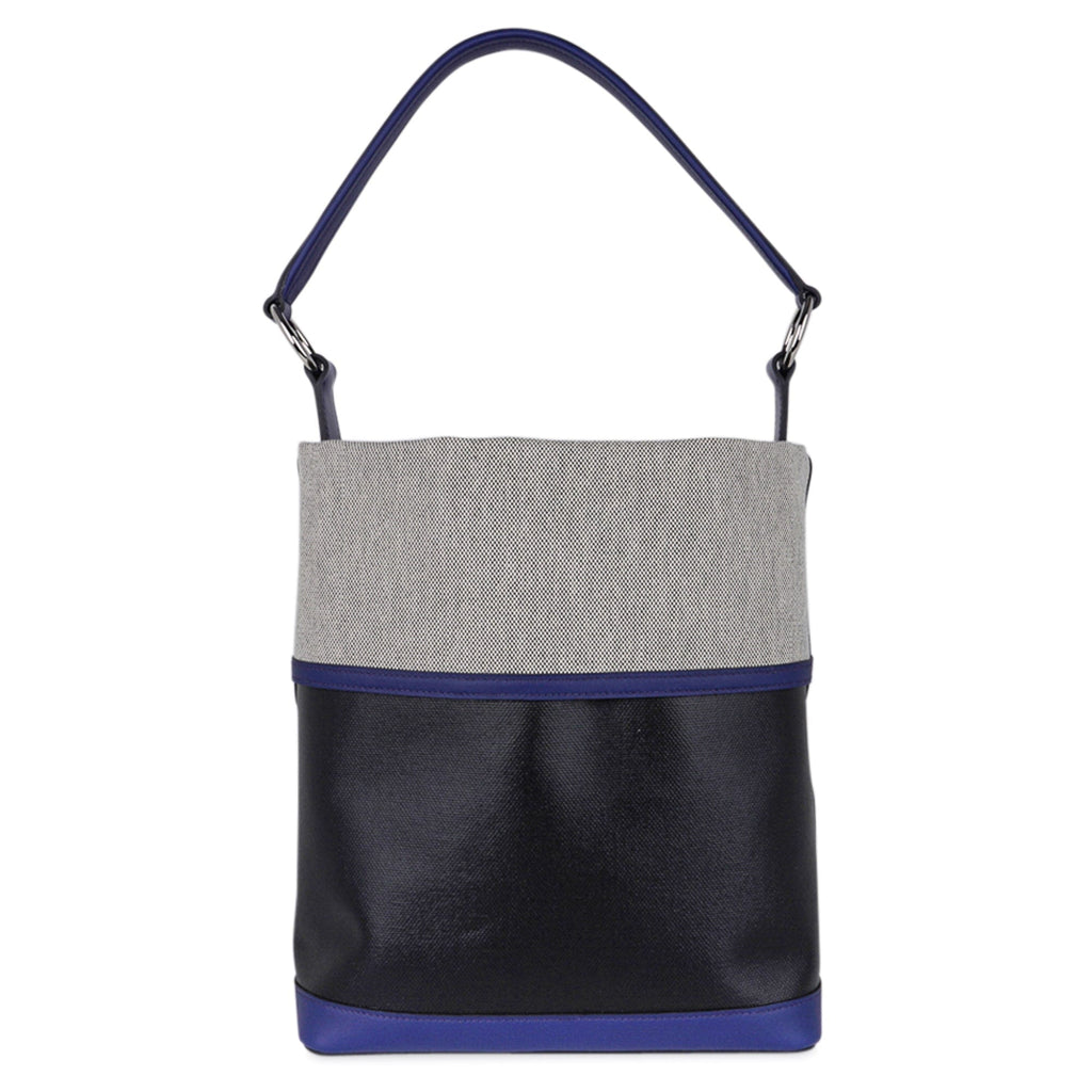 Col Roule Bag Noir Toile Berline Bleu Saphir and Toile Tote