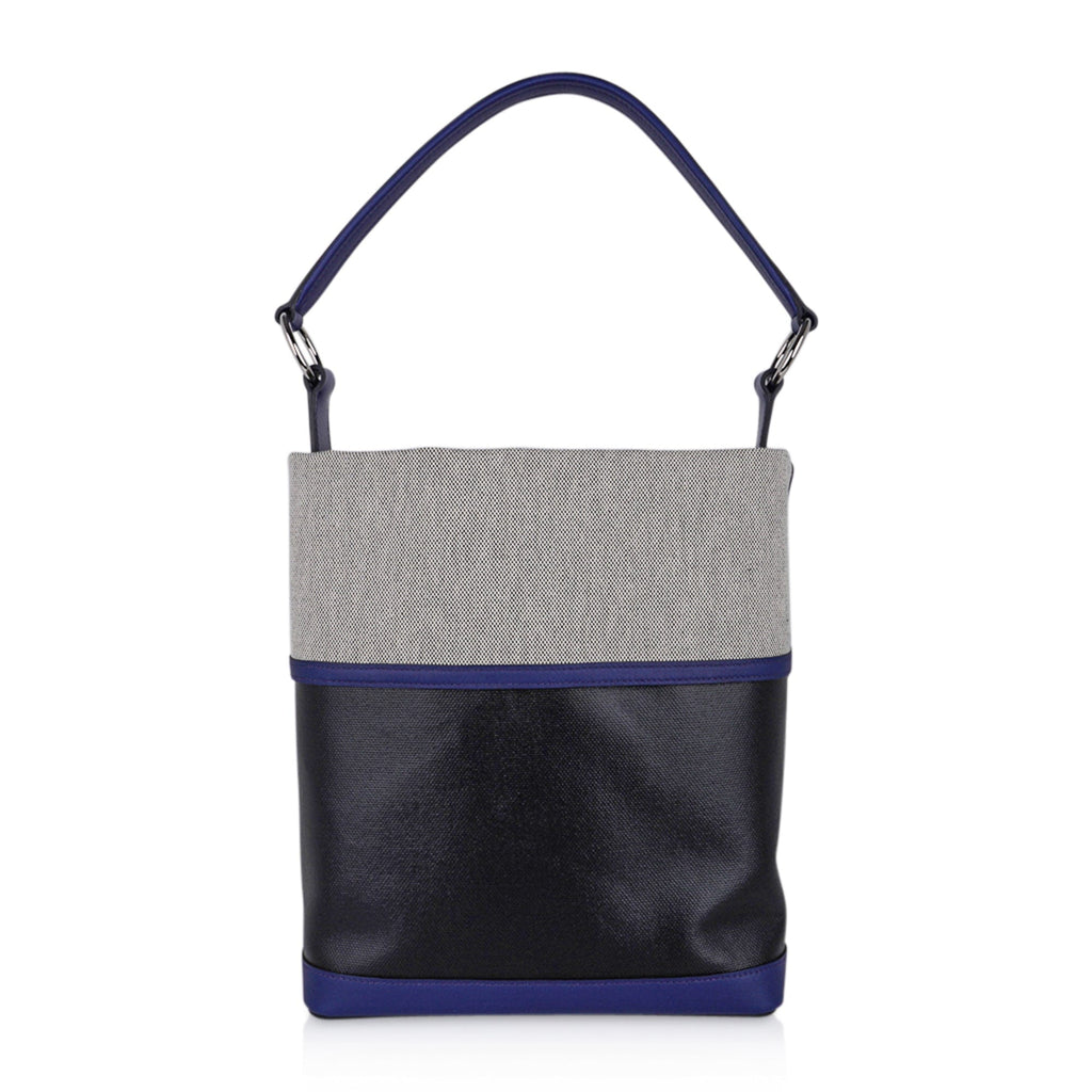 Col Roule Bag Noir Toile Berline Bleu Saphir and Toile Tote