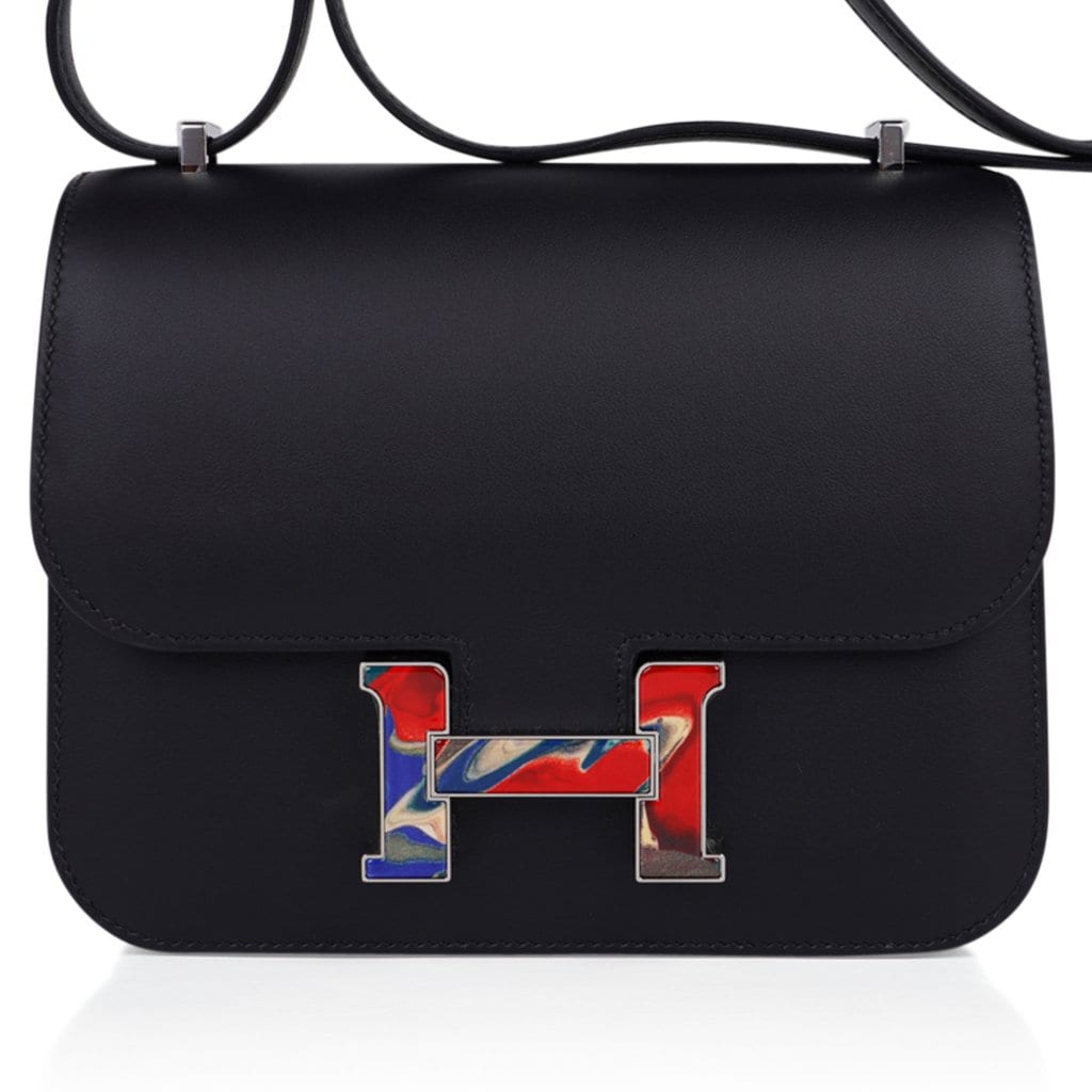 Constance Bag 18 Marbled Buckle Black Swift Limited Edition New / Box