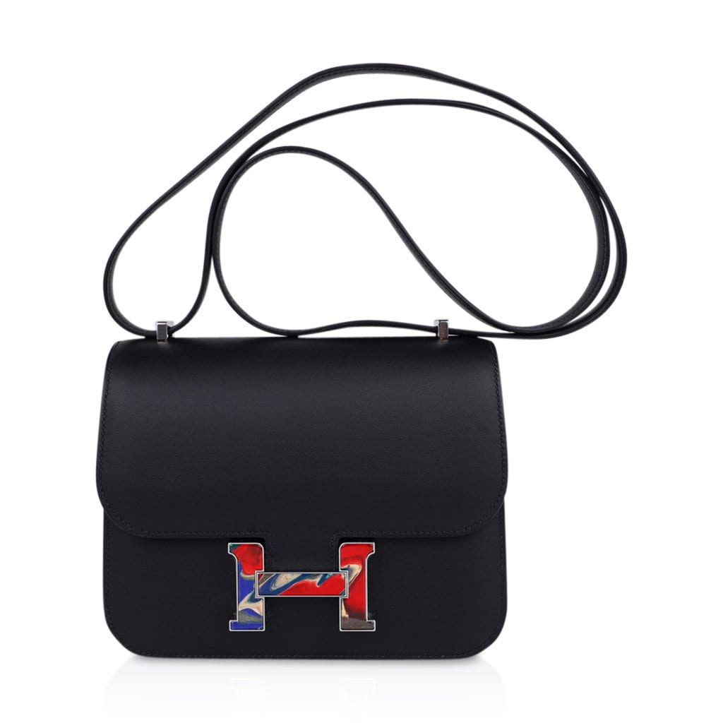 Constance Bag 18 Marbled Buckle Black Swift Limited Edition New / Box
