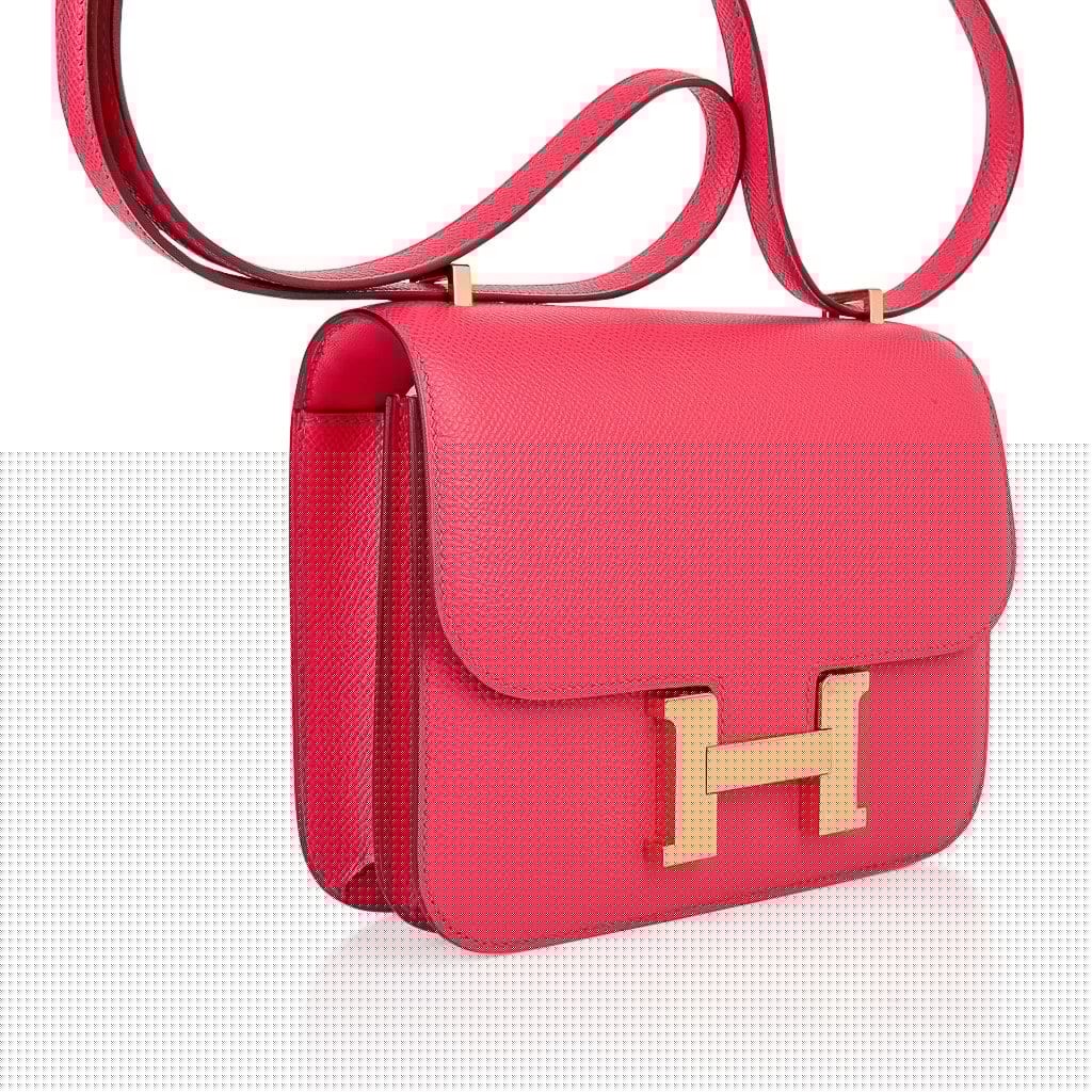 Mini Constance 18 Bag Rose Extreme Epsom Leather with Gold Hardware