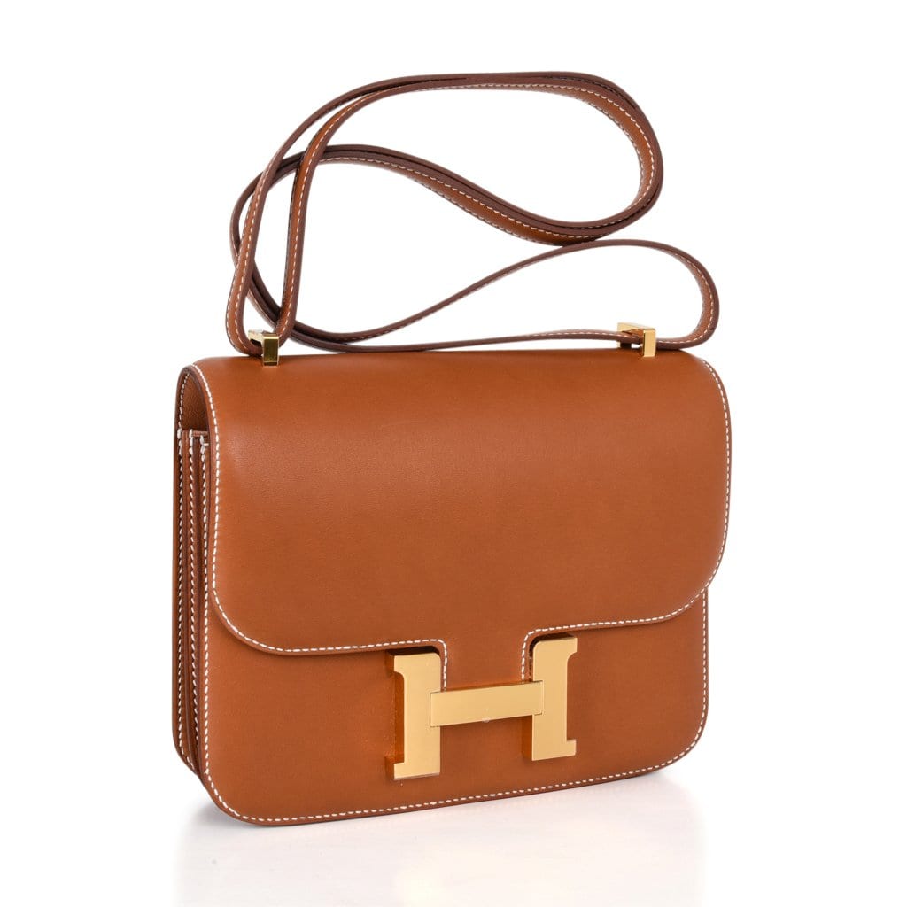 Constance Bag 18 Rare Fauve Barenia Leather Gold Hardware
