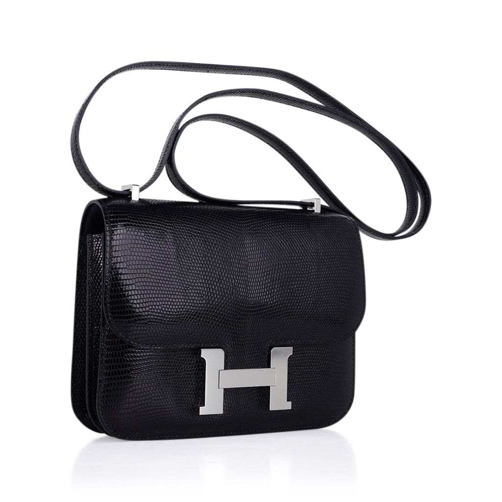 Mini Constance Bag 18 Black Lizard with Palladium Hardware