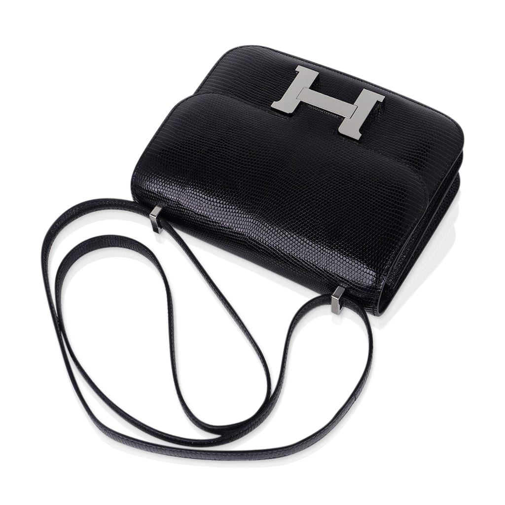 Mini Constance Bag 18 Black Lizard with Palladium Hardware