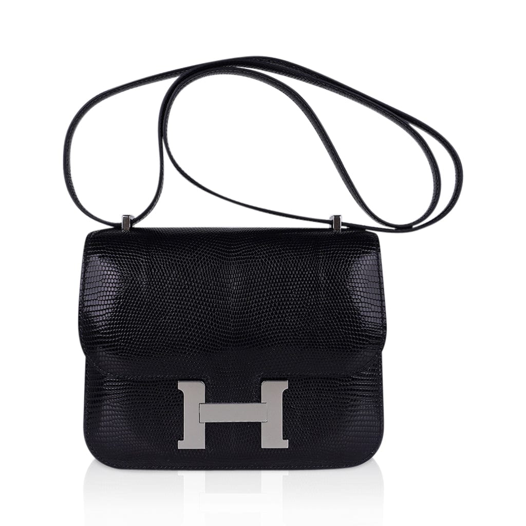 Mini Constance Bag 18 Black Lizard with Palladium Hardware