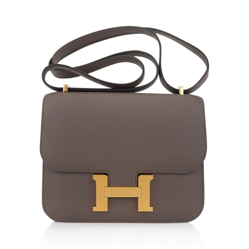 Mini Constance 18 Bag Etain Epsom Leather with Gold Hardware