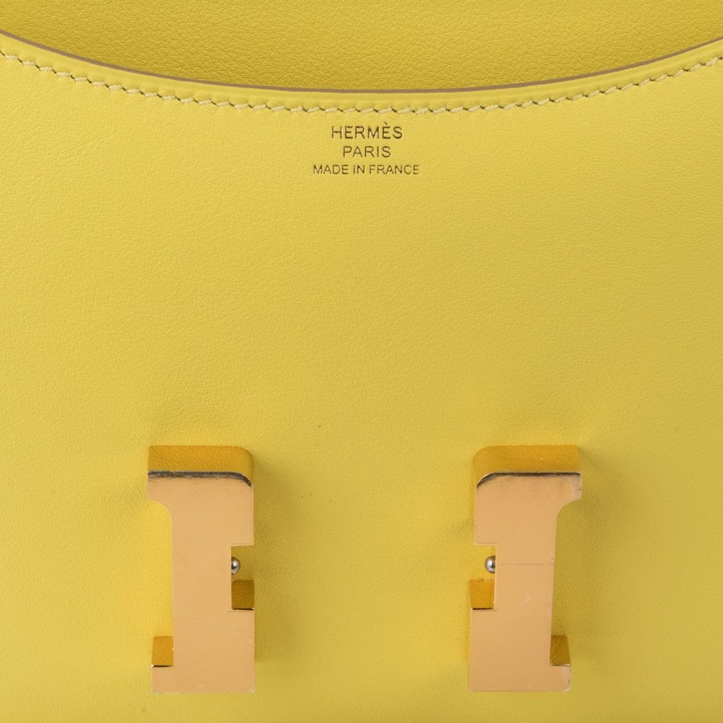 Mini Constance 18 Bag Lime Swift with Gold Hardware