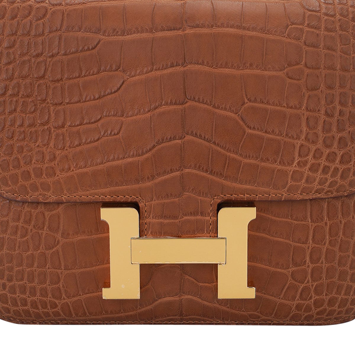 Mini Constance 18 Mirror Bag Gold Matte Alligator with Gold Hardware