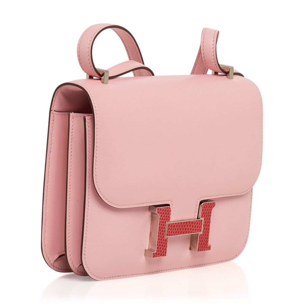Constance 18 Mini Bag Rose Sakura Tadelakt Bougainvillea Lizard Buckle