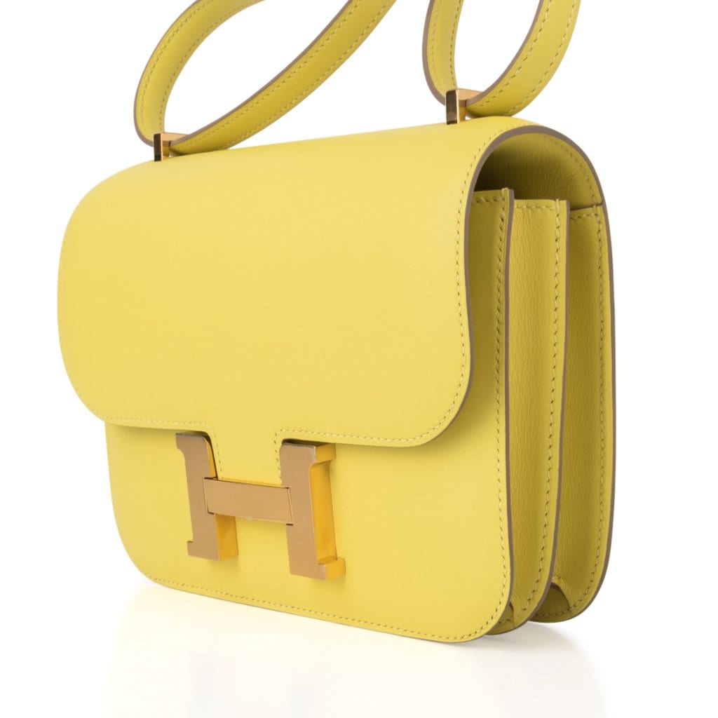 Mini Constance 18 Bag Lime Swift with Gold Hardware