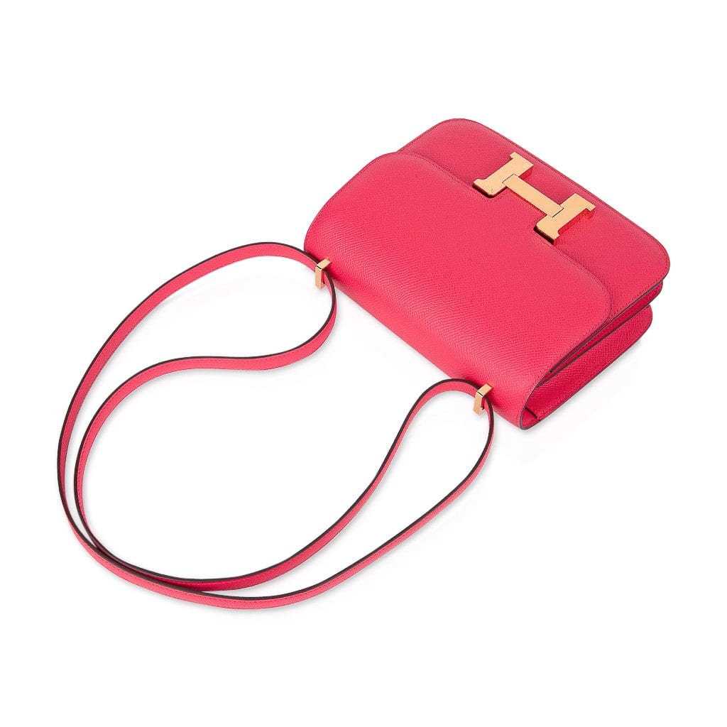 Mini Constance 18 Bag Rose Extreme Epsom Leather with Gold Hardware