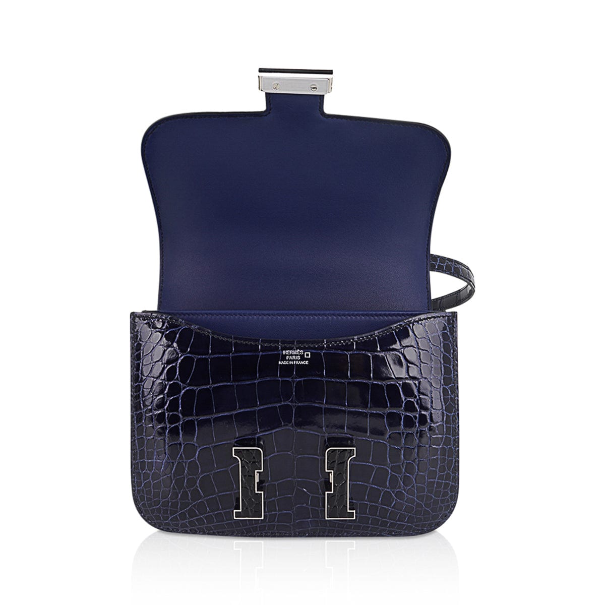Mini Constance 18 Bag Tri-Color Blue Sapphire, Vert Rousseau, & Black Alligator with Palladium Hardware