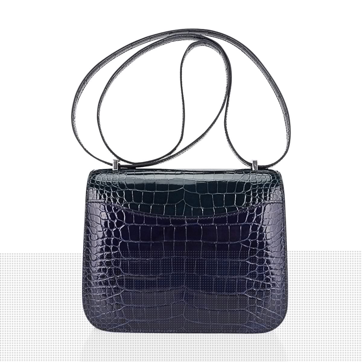 Mini Constance 18 Bag Tri-Color Blue Sapphire, Vert Rousseau, & Black Alligator with Palladium Hardware