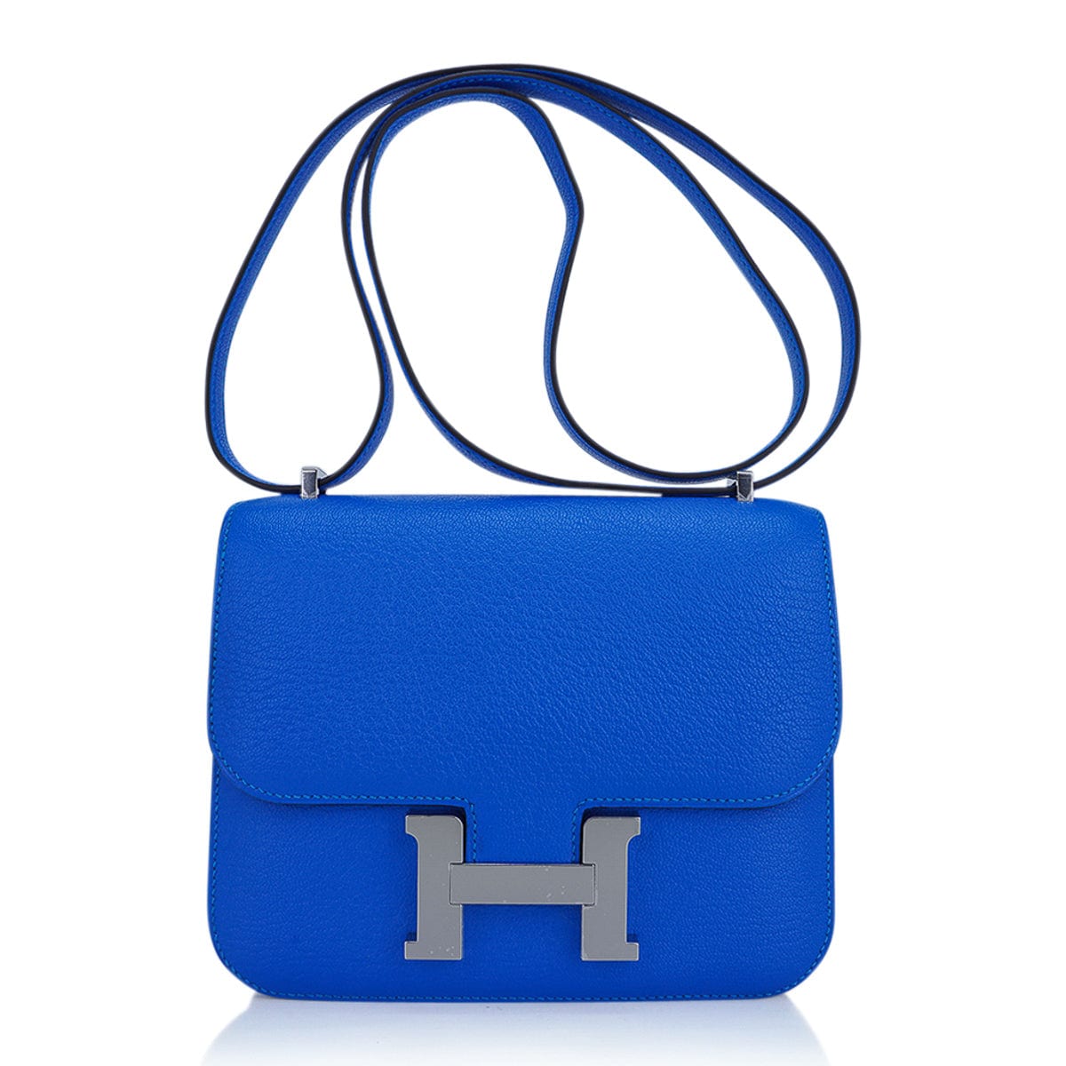 Verso Mini Constance 18 Bag Bleu Hydra and Deep Bleu Chevre Leather with Palladium Hardware