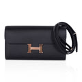Constance Long To Go Wallet Black Rose Gold Hardware Epsom New w/ Box