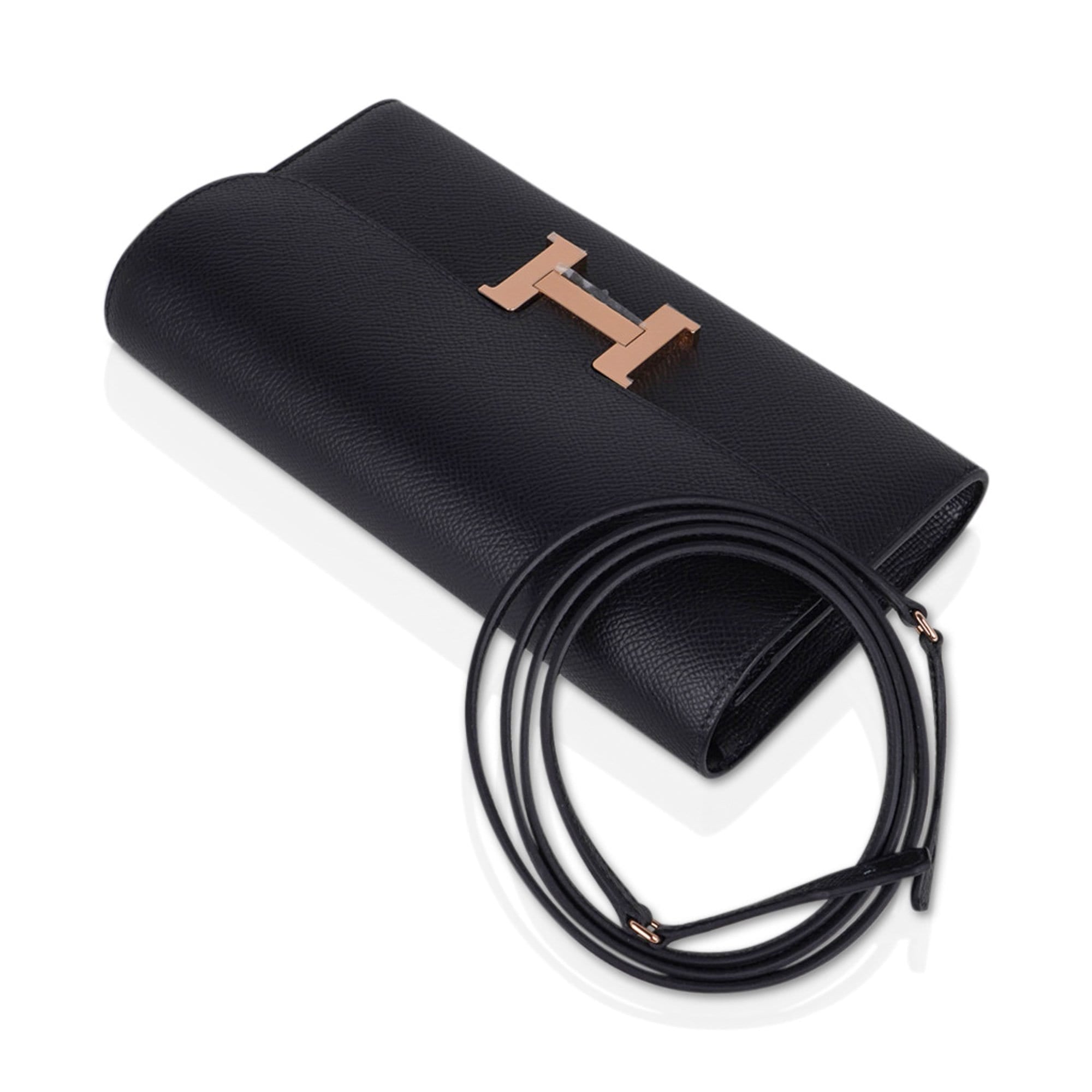 Constance Long To Go Wallet Black Rose Gold Hardware Epsom New w/ Box