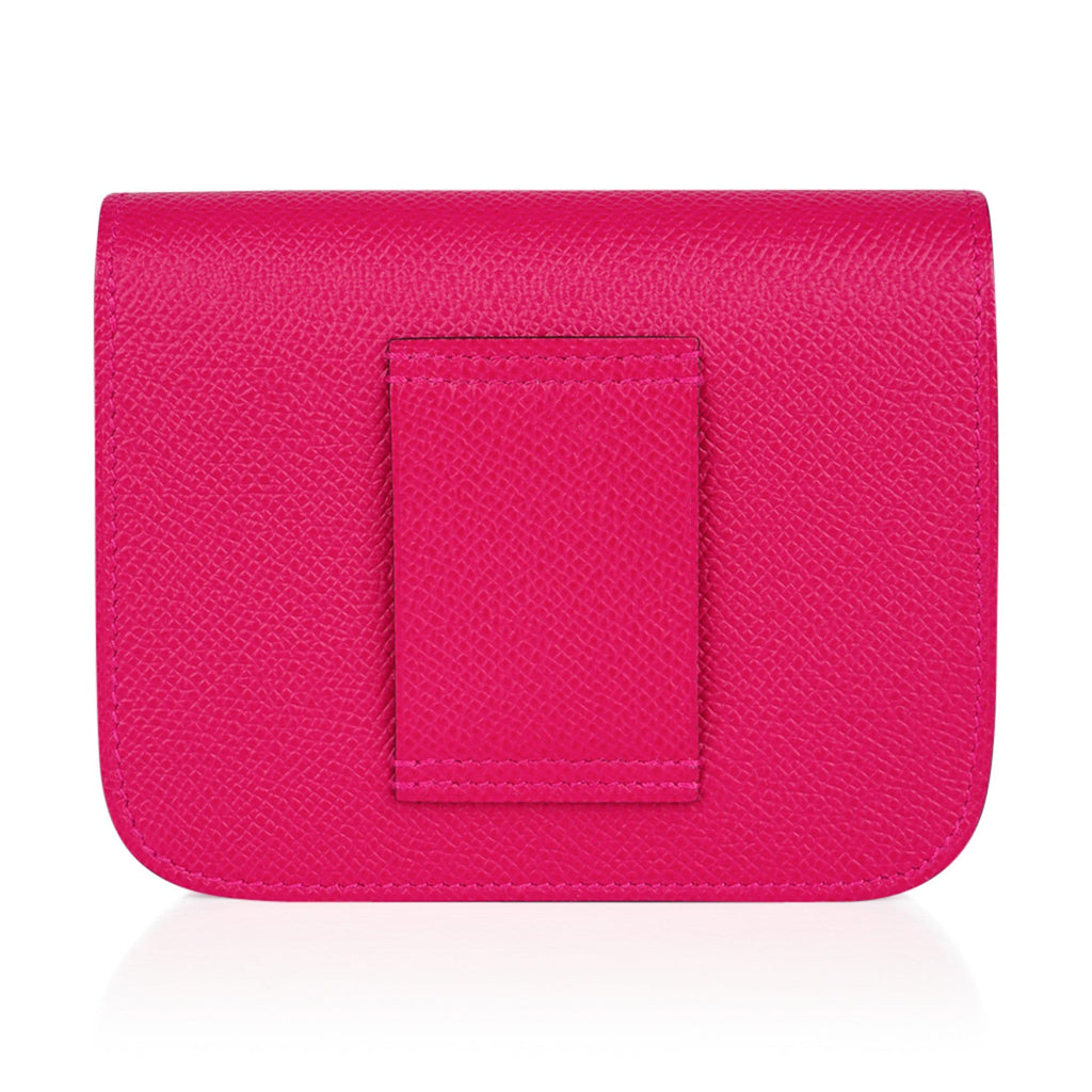 Constance Slim Wallet Waist Belt Bag Rose Mexico Epsom Palladium New/Box