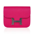 Constance Slim Wallet Waist Belt Bag Rose Mexico Epsom Palladium New/Box