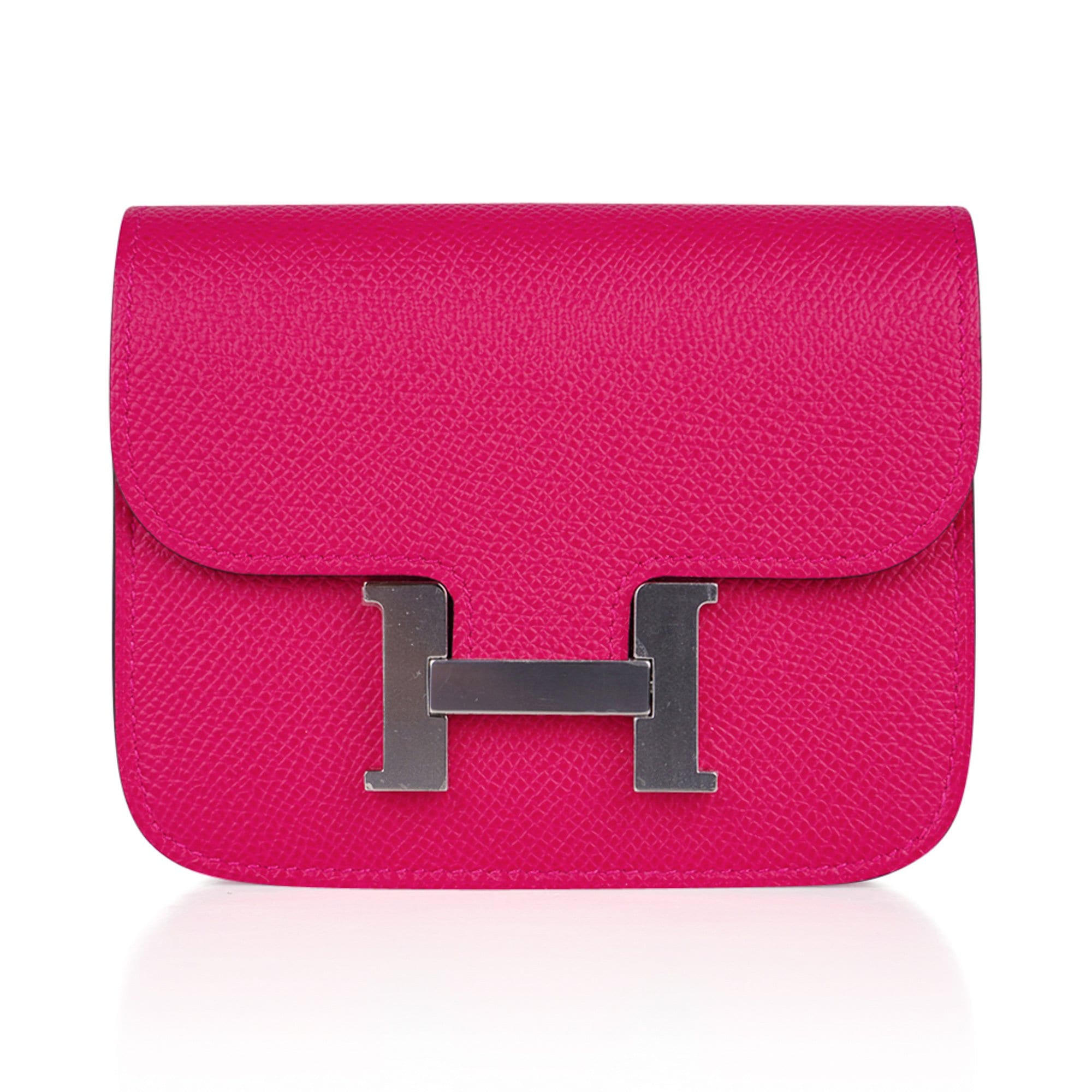 Constance Slim Wallet Waist Belt Bag Rose Mexico Epsom Palladium New/Box