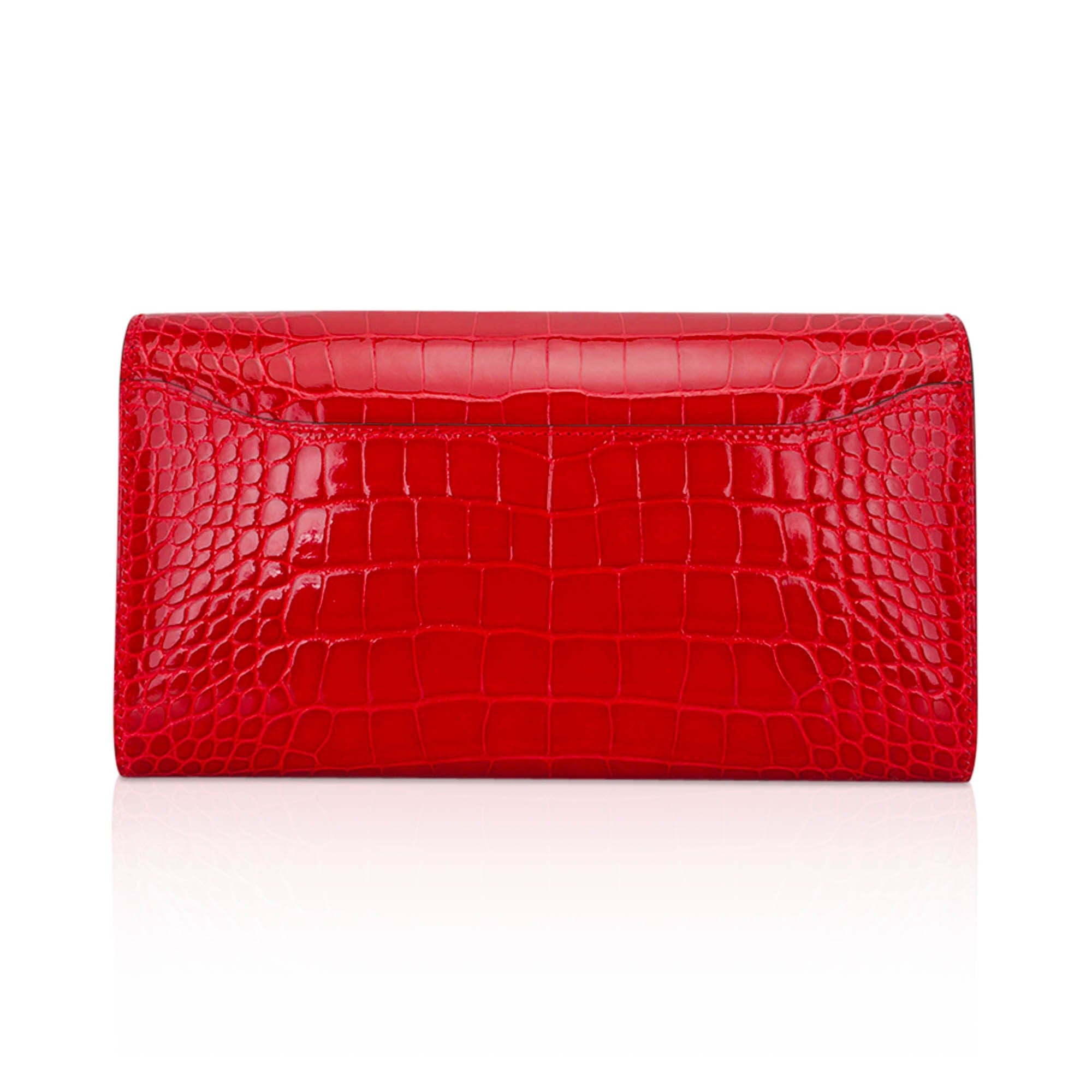 Constance Long To Go Wallet Lipstick Red Braise Alligator with Gold Hardware