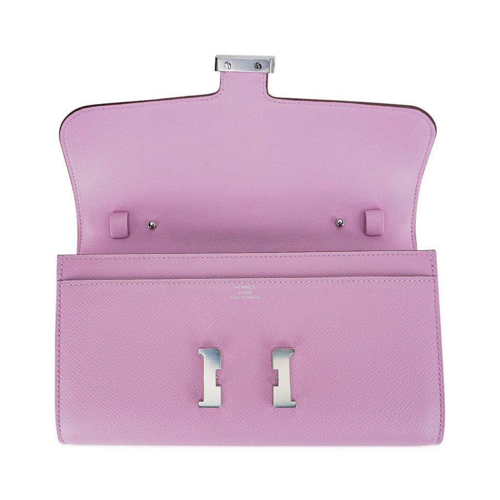 Constance Long To Go Wallet Mauve Sylvestre Epsom Leather with Palladium Hardware
