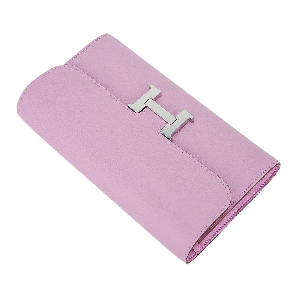 Constance Long To Go Wallet Mauve Sylvestre Epsom Leather with Palladium Hardware