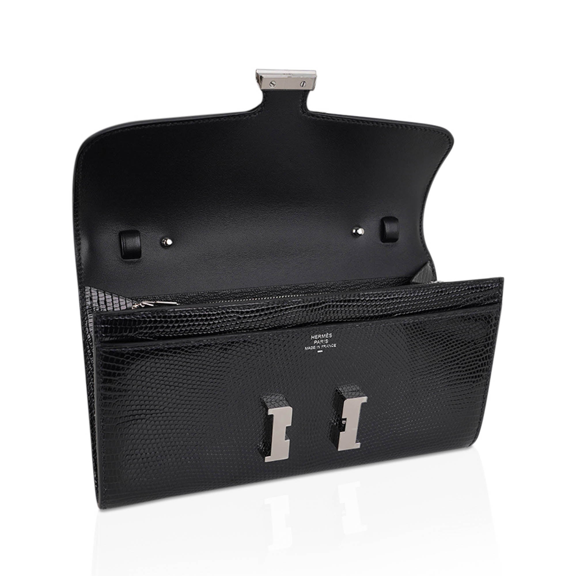 Constance Long To Go Wallet Black Lizard with Palladium Hardware