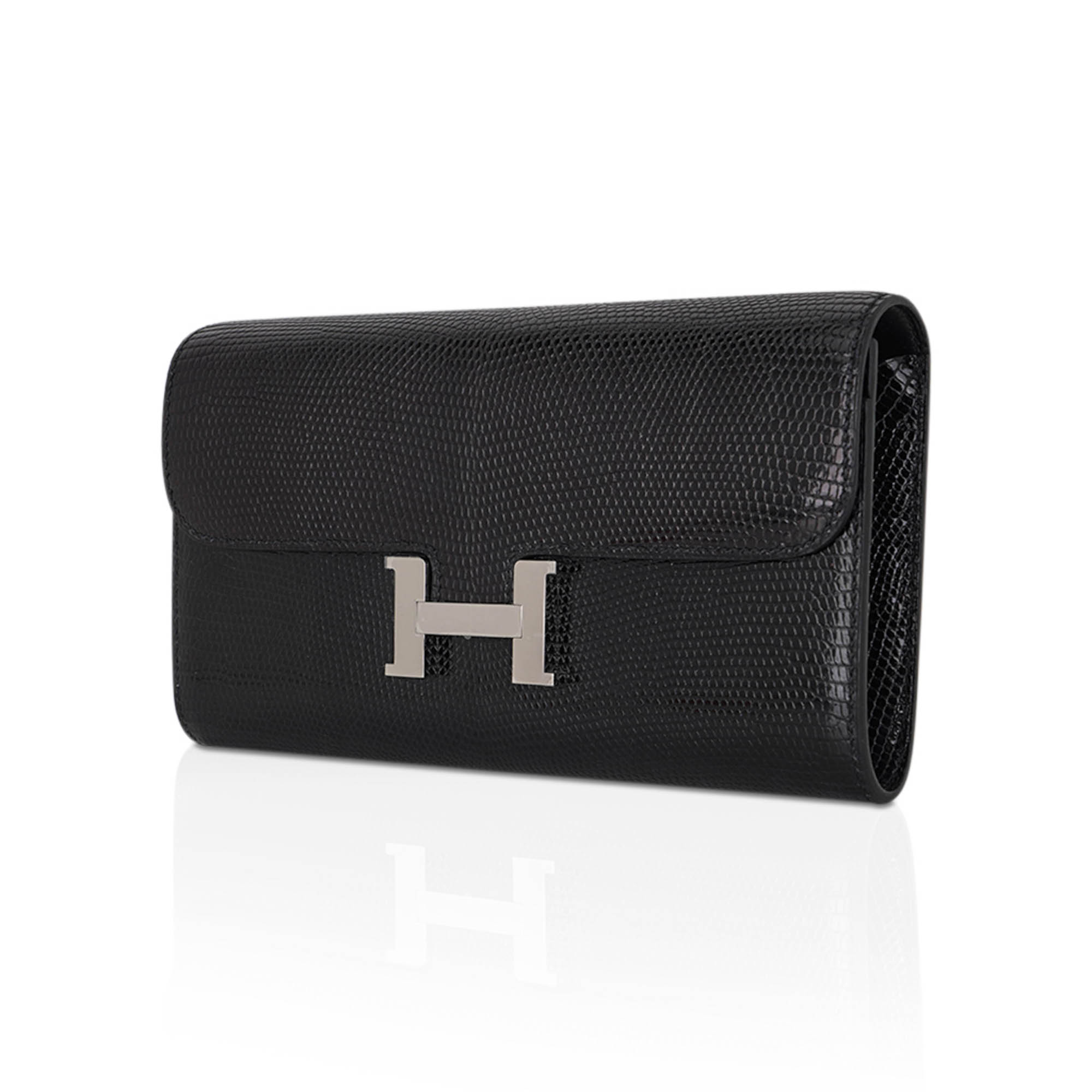 Constance Long To Go Wallet Black Lizard with Palladium Hardware