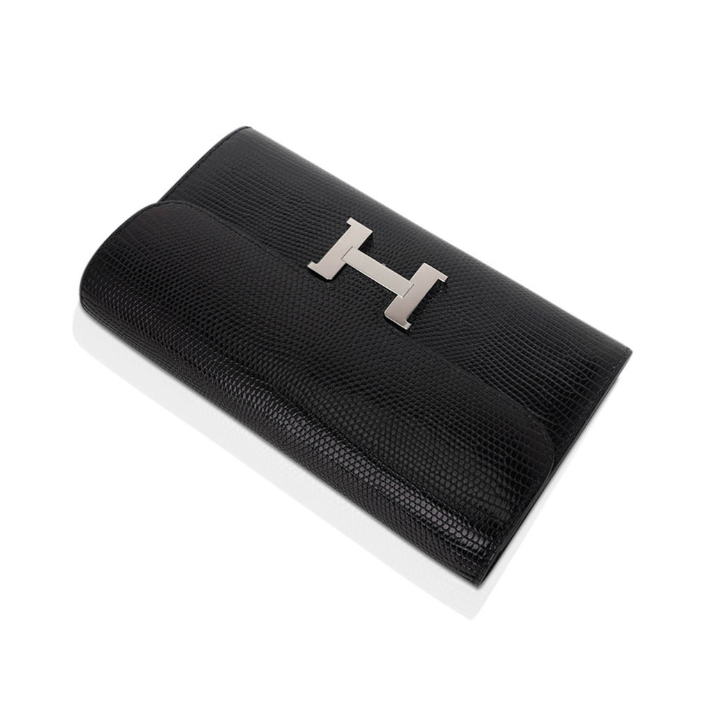 Constance Long To Go Wallet Black Lizard with Palladium Hardware