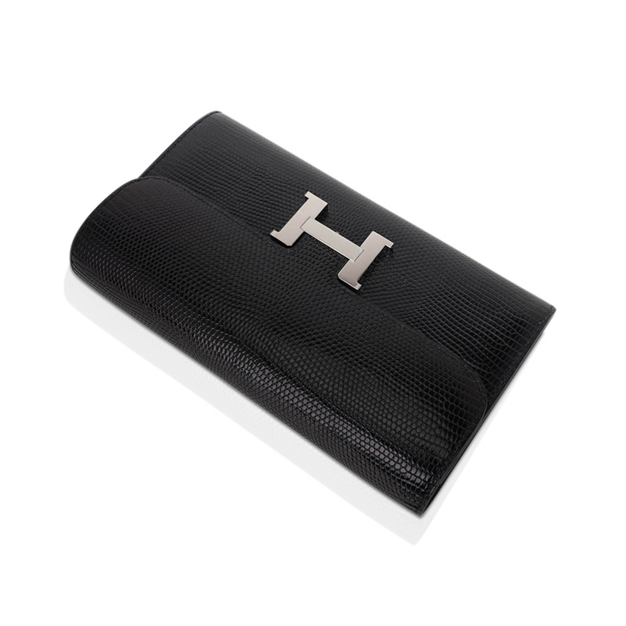 Constance Long To Go Wallet Black Lizard with Palladium Hardware