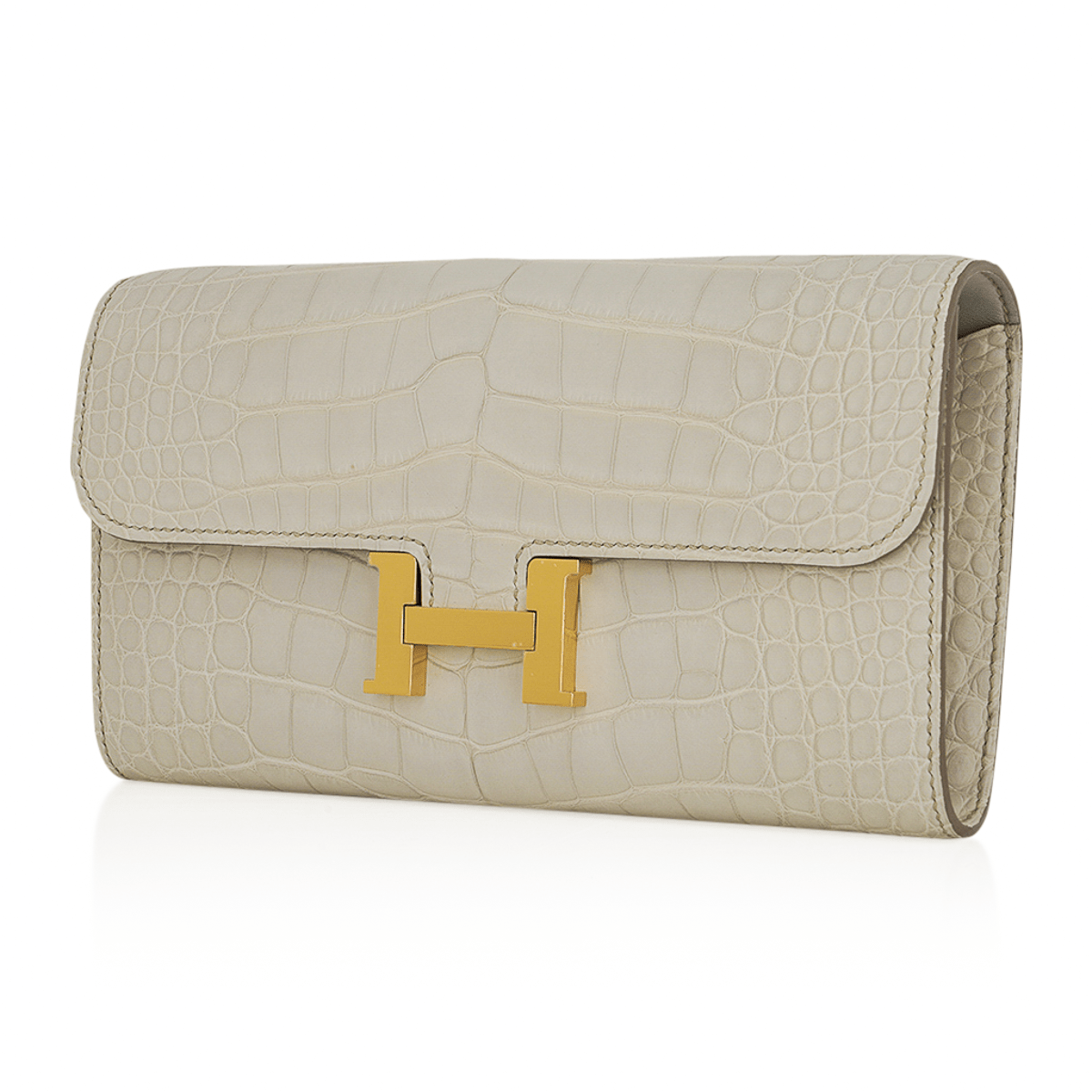 Constance Long To Go Wallet Beton Matte Alligator with Gold Hardware