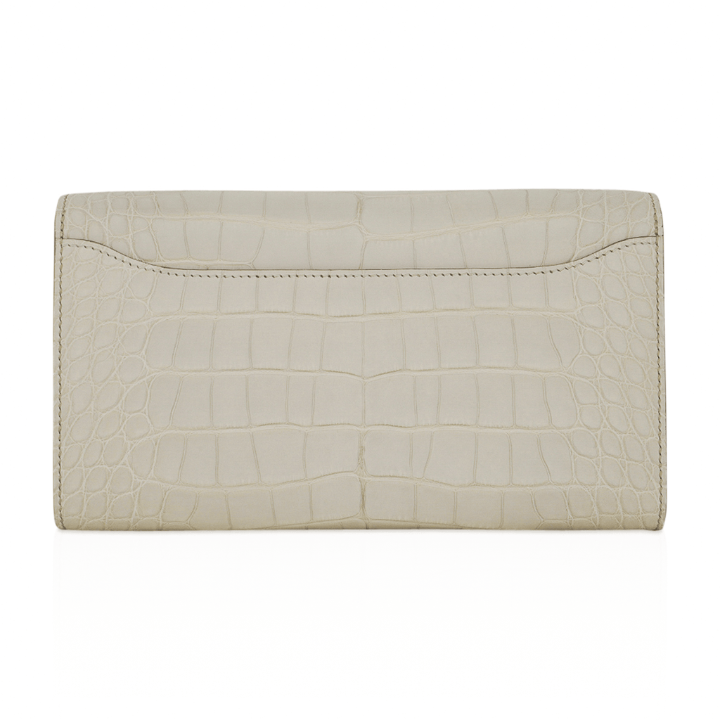 Constance Long To Go Wallet Beton Matte Alligator with Gold Hardware