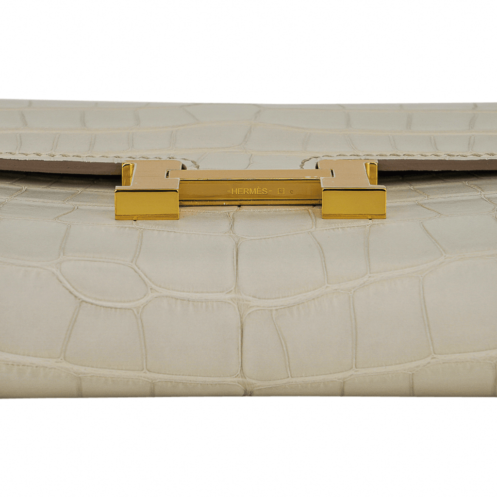 Constance Long To Go Wallet Beton Matte Alligator with Gold Hardware
