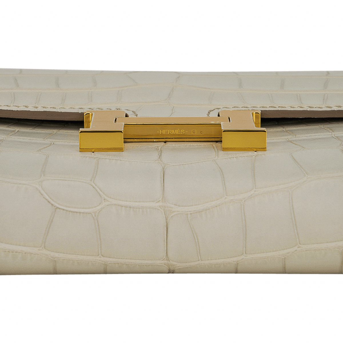 Constance Long To Go Wallet Beton Matte Alligator with Gold Hardware